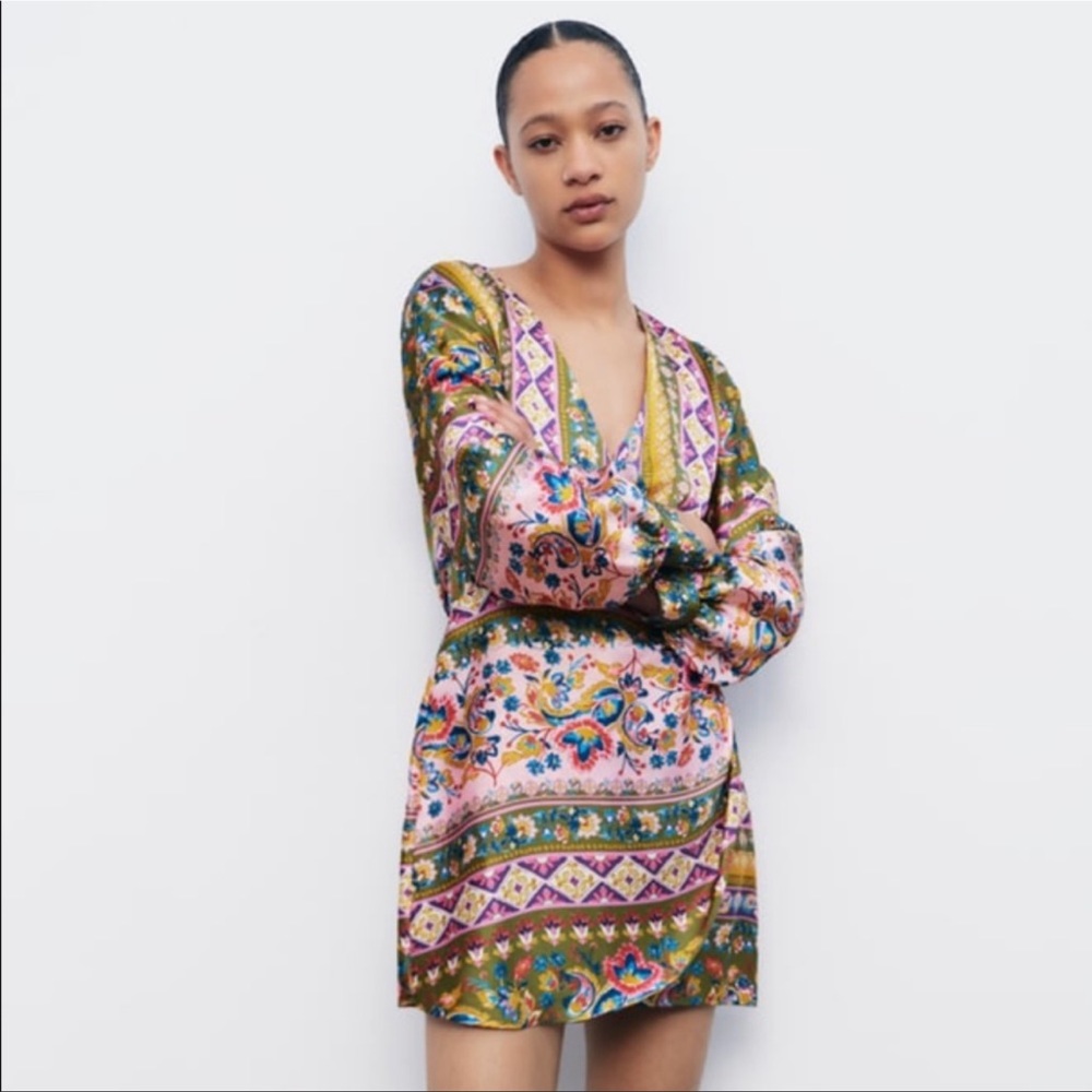 Zara Mini Patterned Silk Dress
